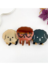 Trio Dog with Glasses Claw Clip