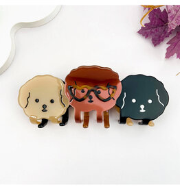 Trio Dog with Glasses Claw Clip