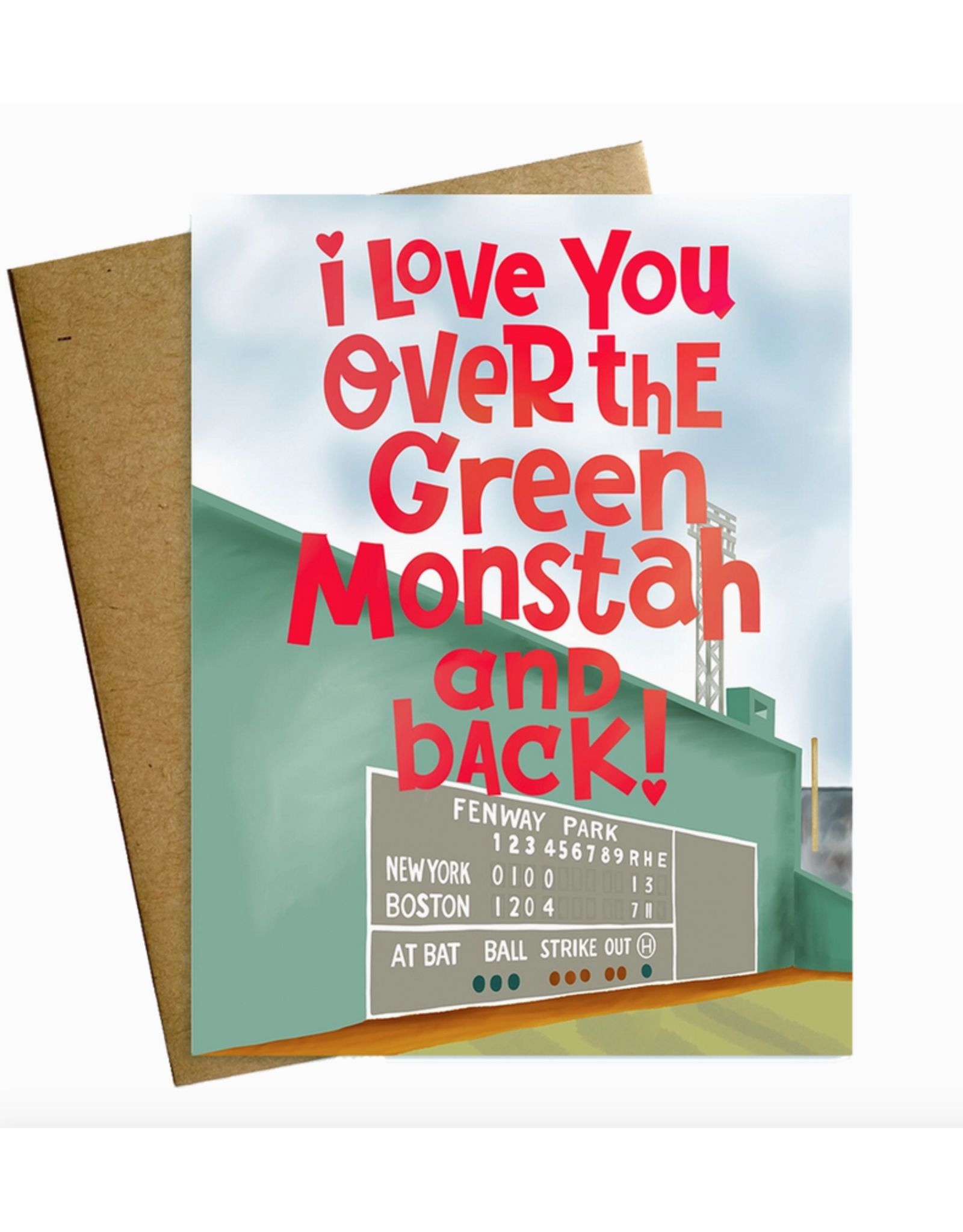Love You Over the Green Monster and Back Greeting Card