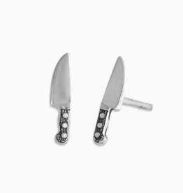 Silver Kitchen Knive Stud Earrings
