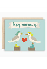 Happy Anniversary Seagulls Greeting Card
