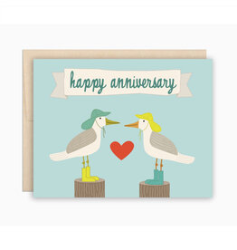 Happy Anniversary Seagulls Greeting Card