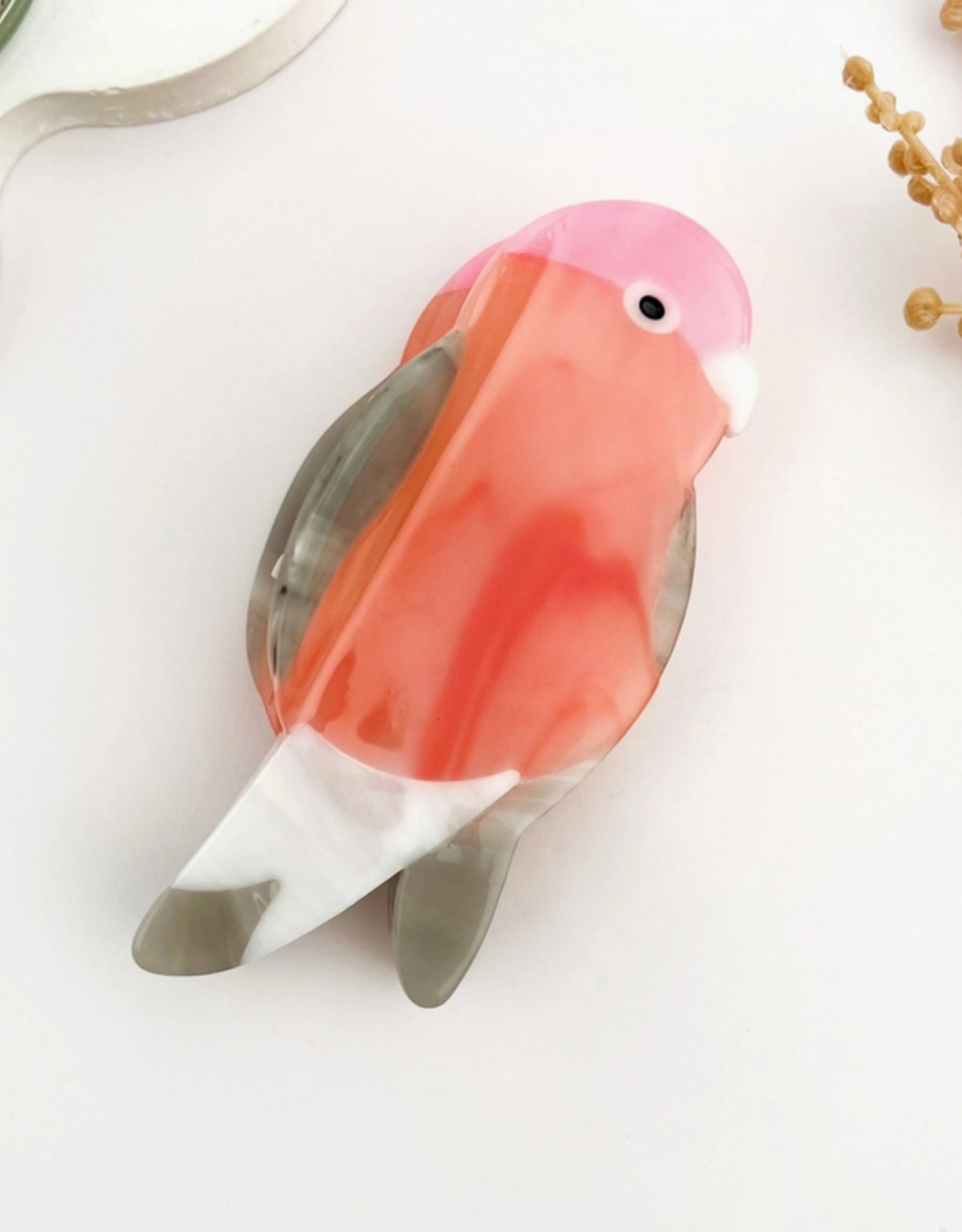 Pink & Red Parrot Claw Clip