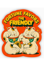 Fortune Favors the Friendly Lucky Cat Sticker