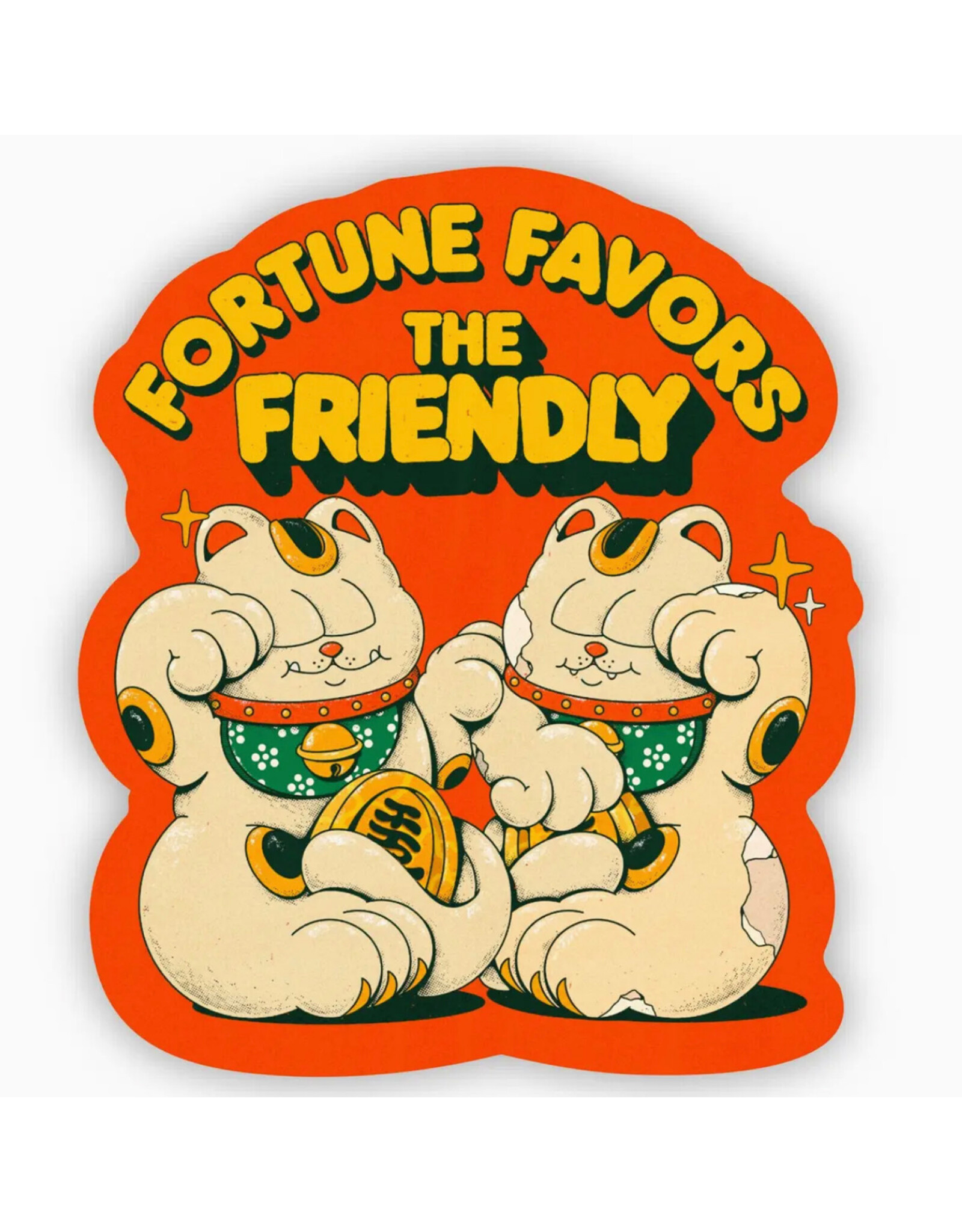Fortune Favors the Friendly Lucky Cat Sticker