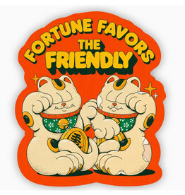 Fortune Favors the Friendly Lucky Cat Sticker