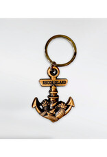Rhode Island Anchor Lighthouse Keychain Bronze