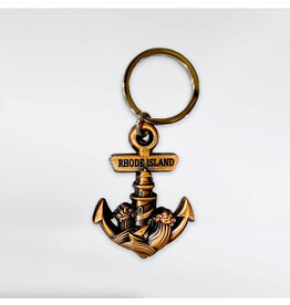 Rhode Island Anchor Lighthouse Keychain Bronze