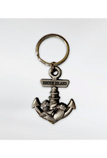 Rhode Island Anchor Lighthouse Keychain Silver