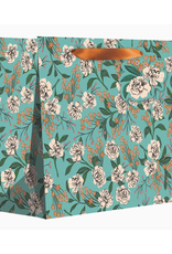Aqua Retro Floral Gift Bag - Large