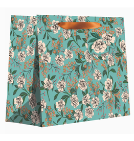 Aqua Retro Floral Gift Bag - Large