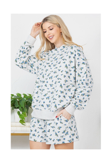 Blue Rose Sweat Shorts Set