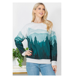 Teal Forest Print Sweatshirt
