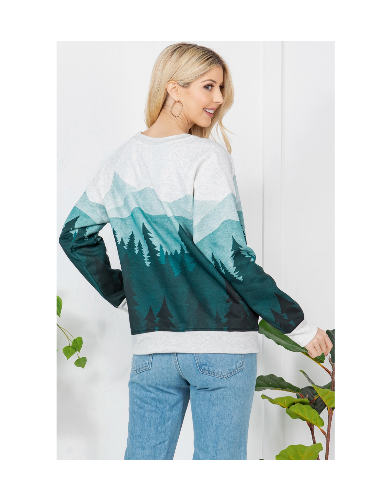 Teal Forest Print Sweatshirt