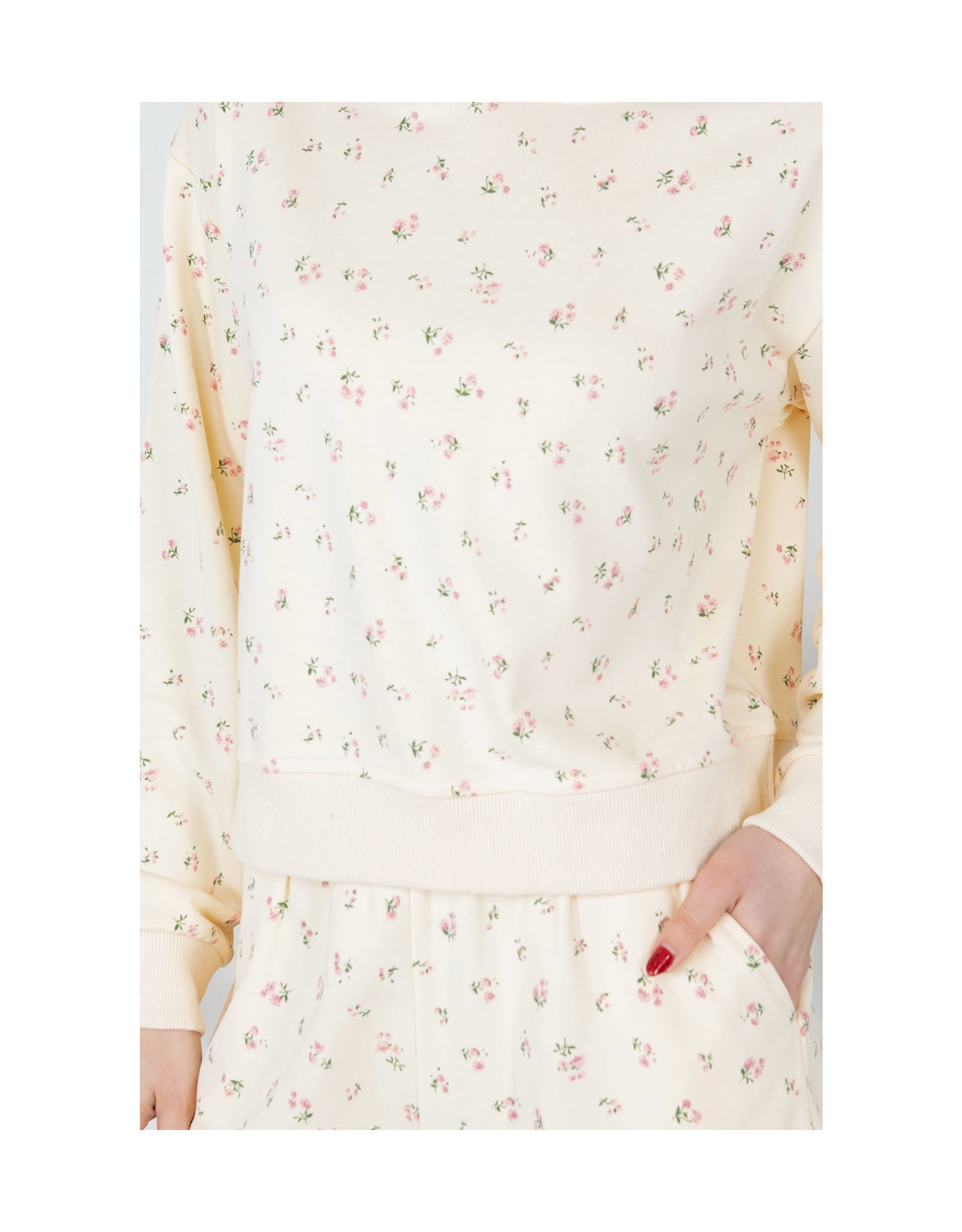 Dainty Pink Floral Sweat Shorts Set