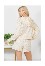 Dainty Pink Floral Sweat Shorts Set