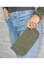 Faux Suede Wristlet - Army
