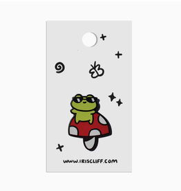 Cool Frog On Mushroom Enamel Pin