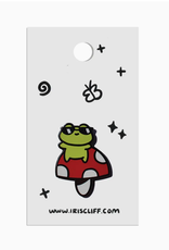 Cool Frog On Mushroom Enamel Pin