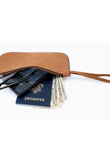 Faux Suede Wristlet - Camel