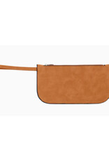 Faux Suede Wristlet - Camel