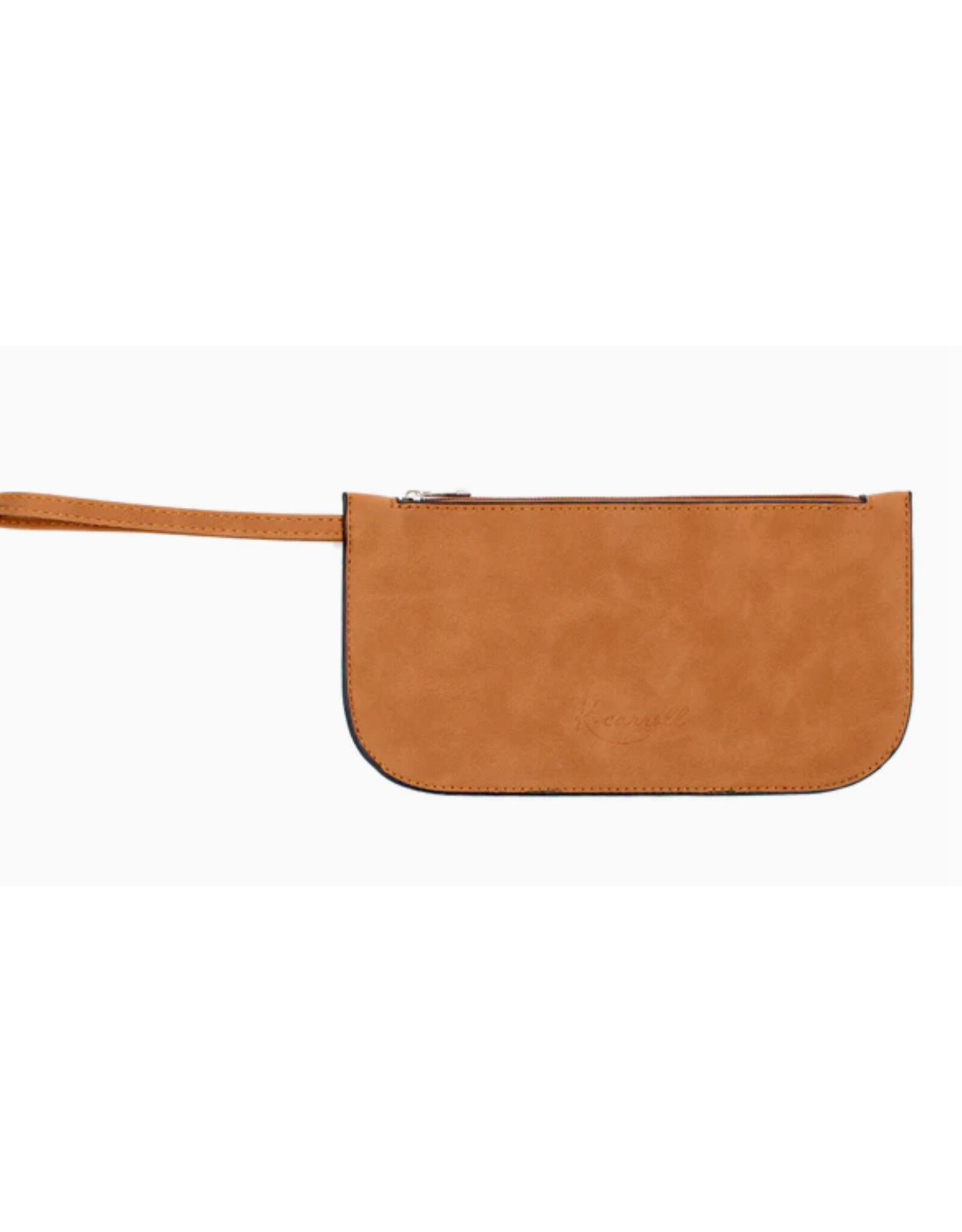 Faux Suede Wristlet - Camel