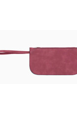 Faux Suede Wristlet - Crimson