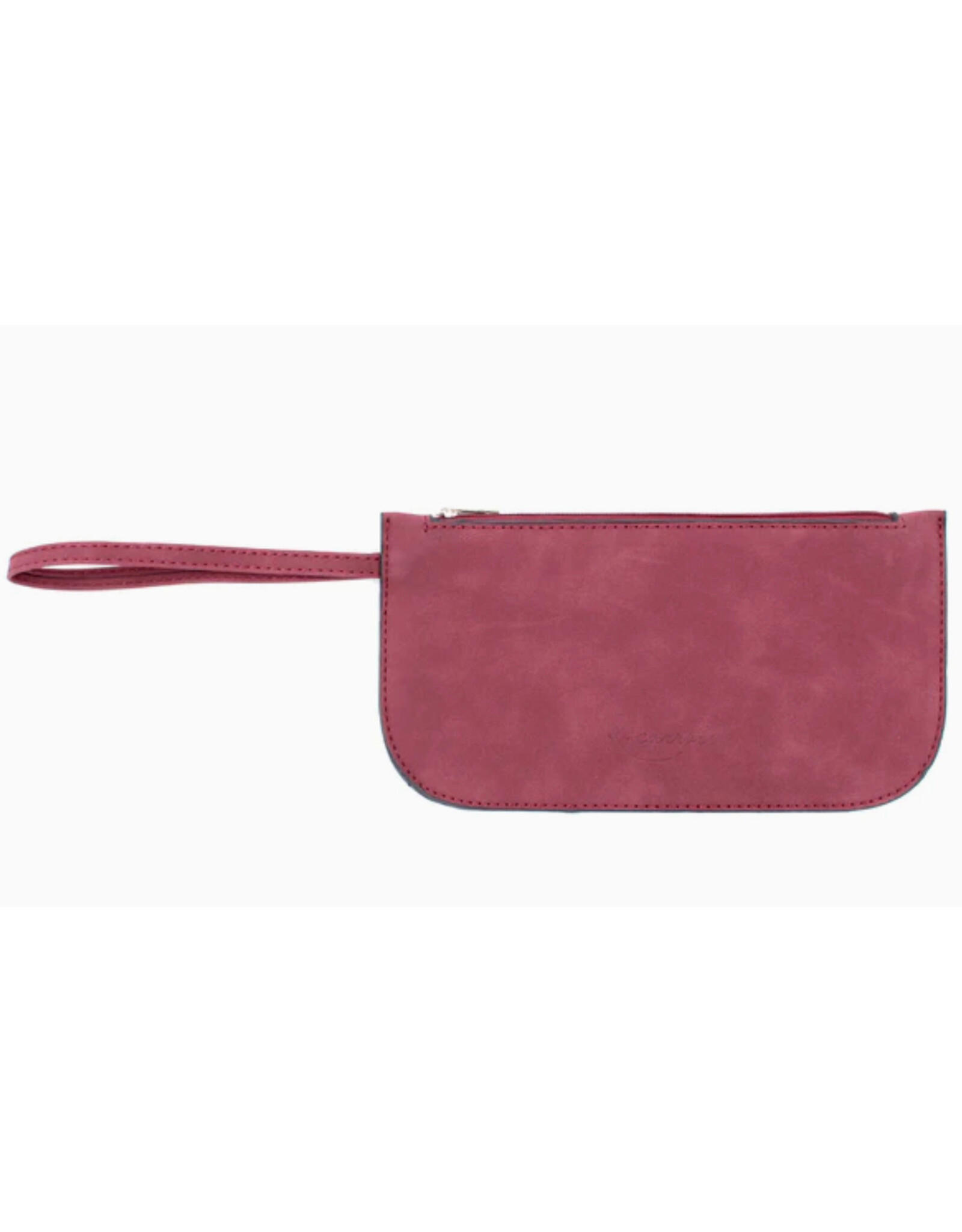 Faux Suede Wristlet - Crimson