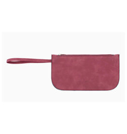 Faux Suede Wristlet - Crimson