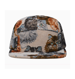 Jacquard 5 Panel Hat - Beige Cats