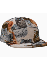 Jacquard 5 Panel Hat - Beige Cats
