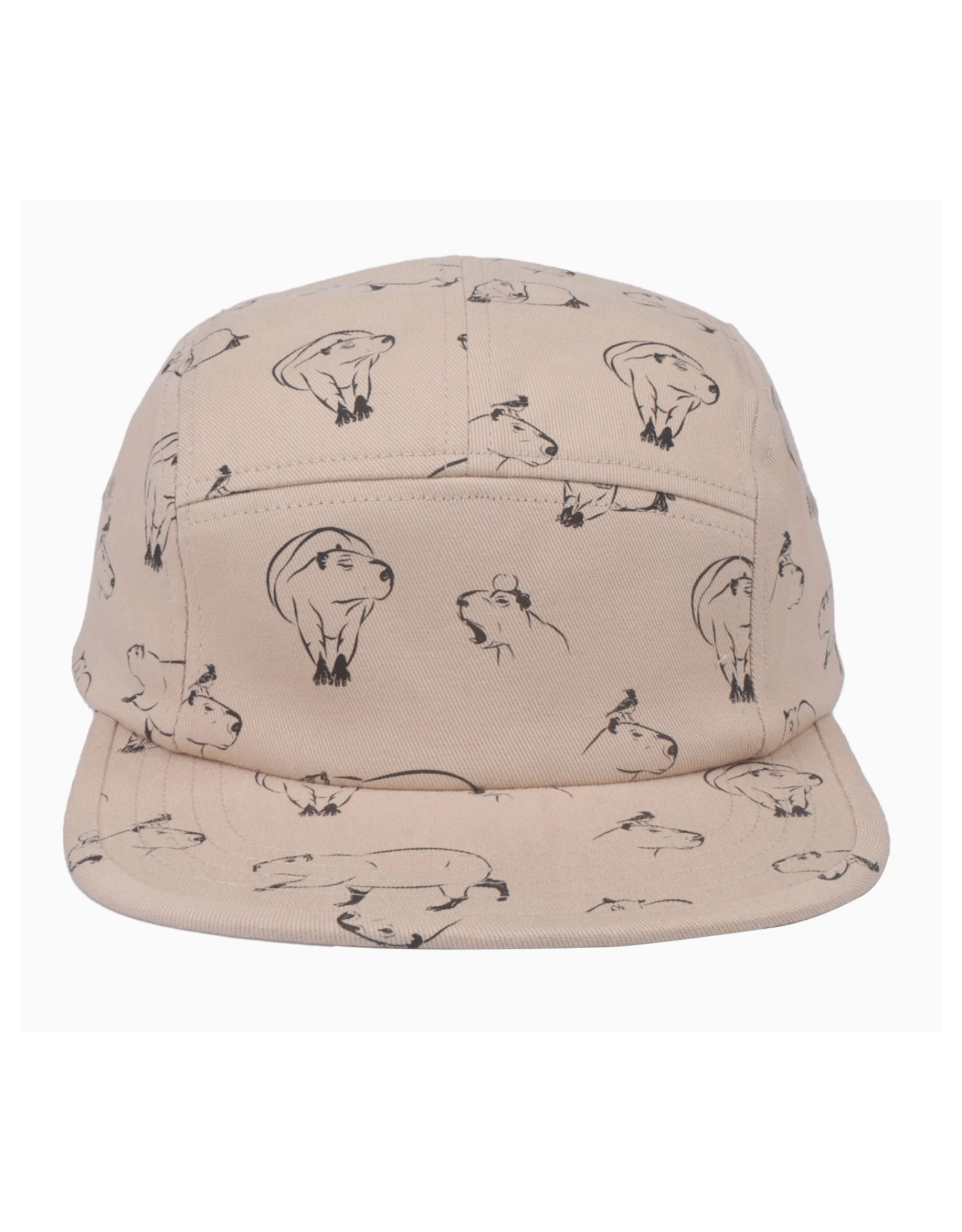 Cotton 5 Panel Hat - Khaki Capybara