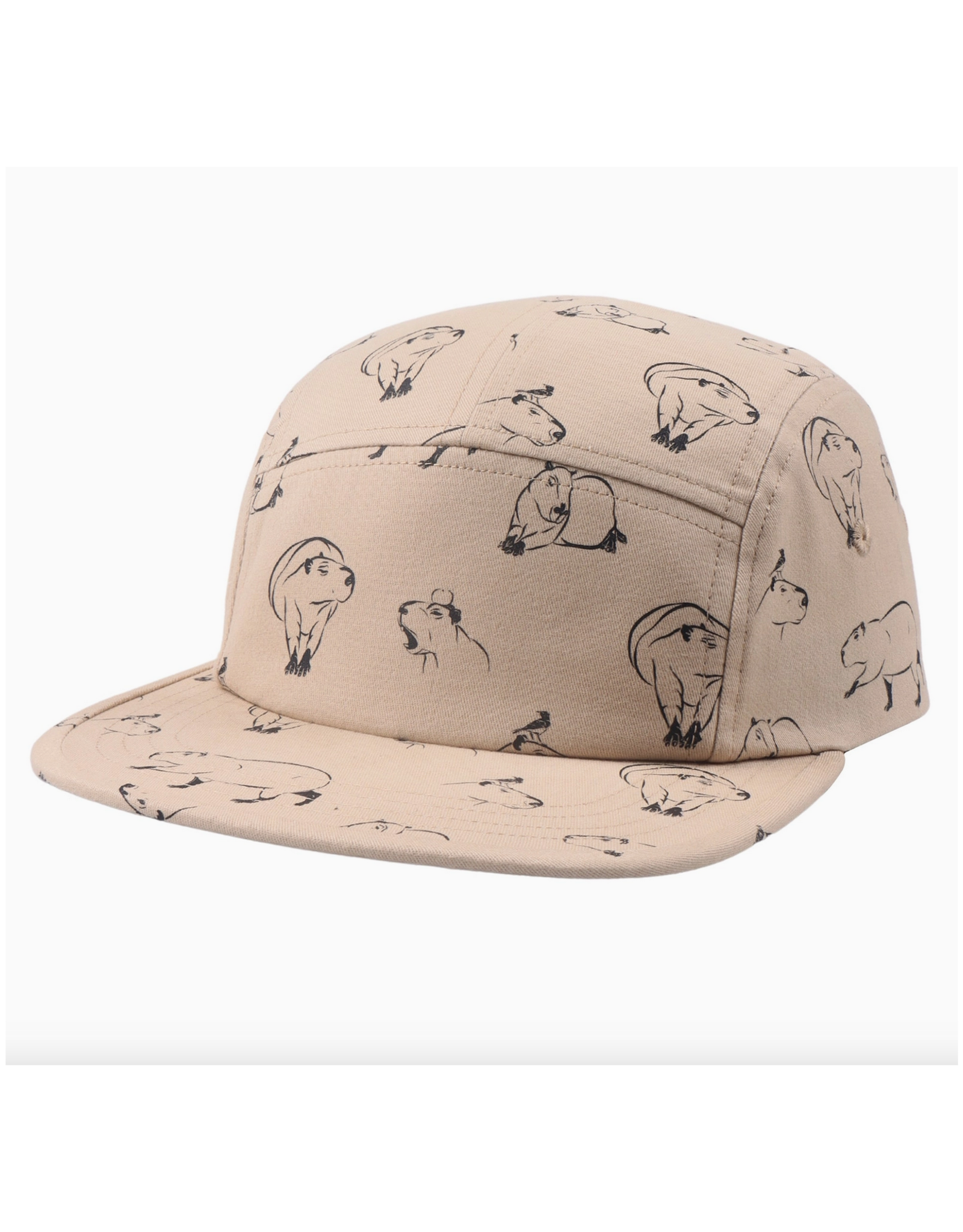 Cotton 5 Panel Hat - Khaki Capybara