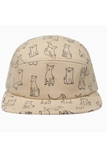 Cotton 5 Panel Hat - Khaki Cartoon Dogs