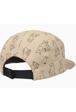 Cotton 5 Panel Hat - Khaki Cartoon Dogs