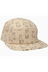 Cotton 5 Panel Hat - Khaki Cartoon Dogs