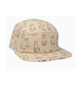Cotton 5 Panel Hat - Khaki Cartoon Dogs