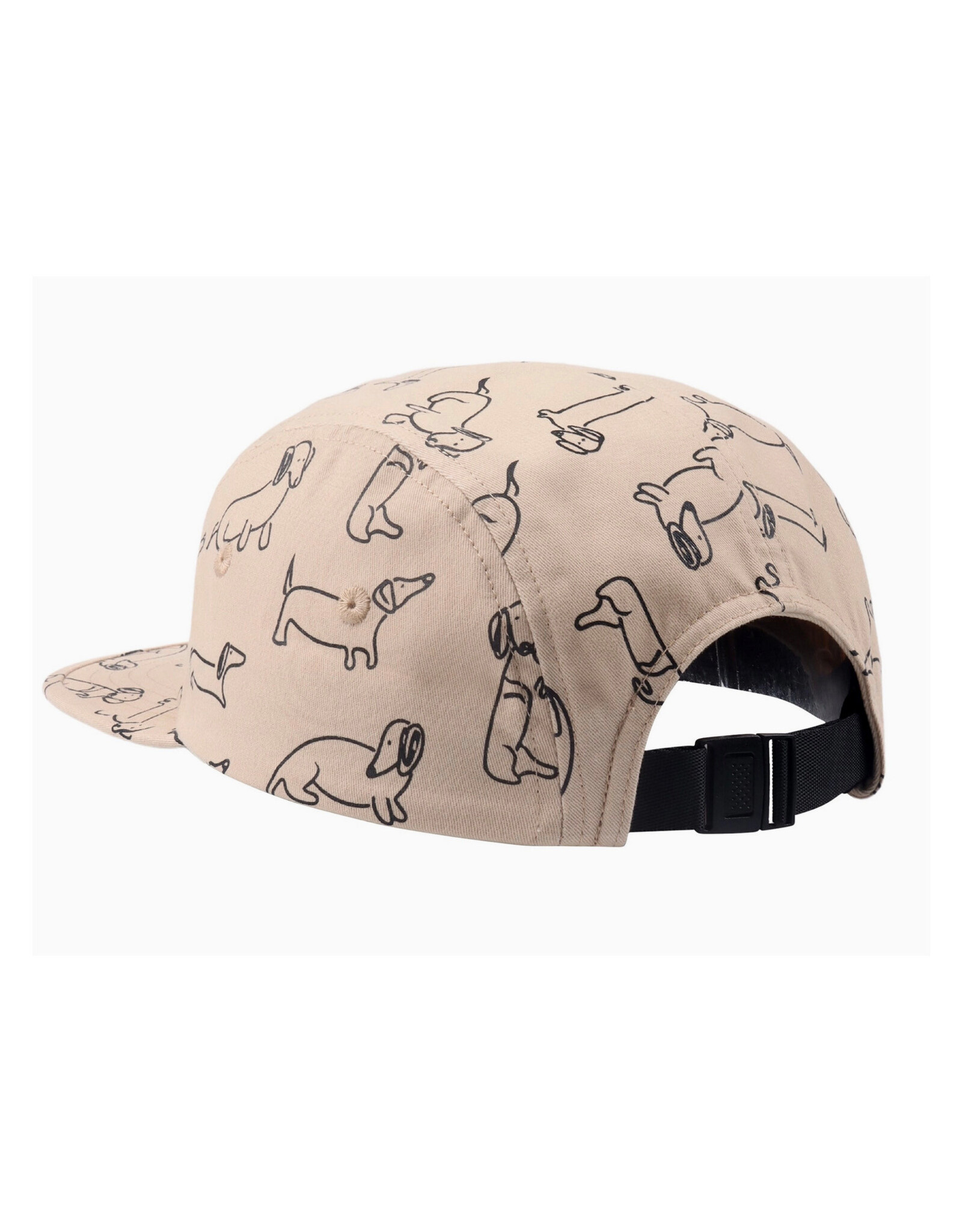 Cotton 5 Panel Hat - Khaki Dachshund