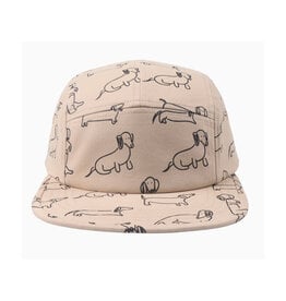 Cotton 5 Panel Hat - Khaki Dachshund