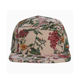 Jacquard 5 Panel Hat - Beige Flowers