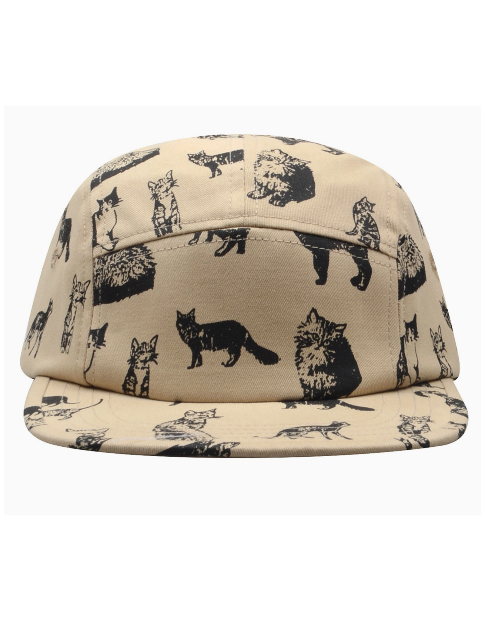 Cotton 5 Panel Hat - Khaki Cats