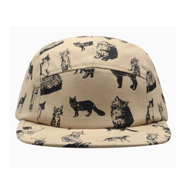 Cotton 5 Panel Hat - Khaki Cats