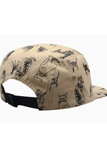 Cotton 5 Panel Hat - Khaki Cats