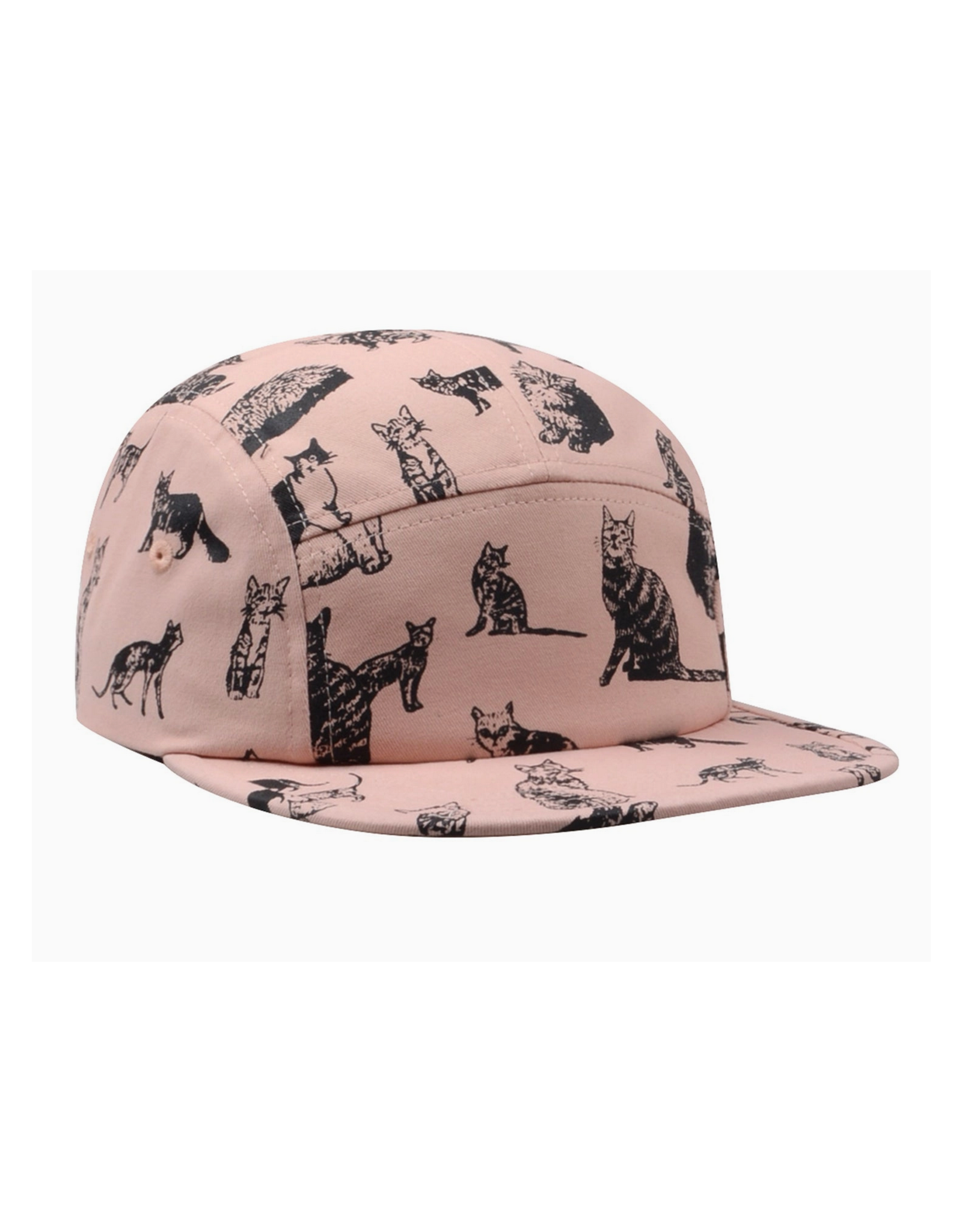 Cotton 5 Panel Hat - Pink Cats