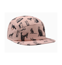 Cotton 5 Panel Hat - Pink Cats
