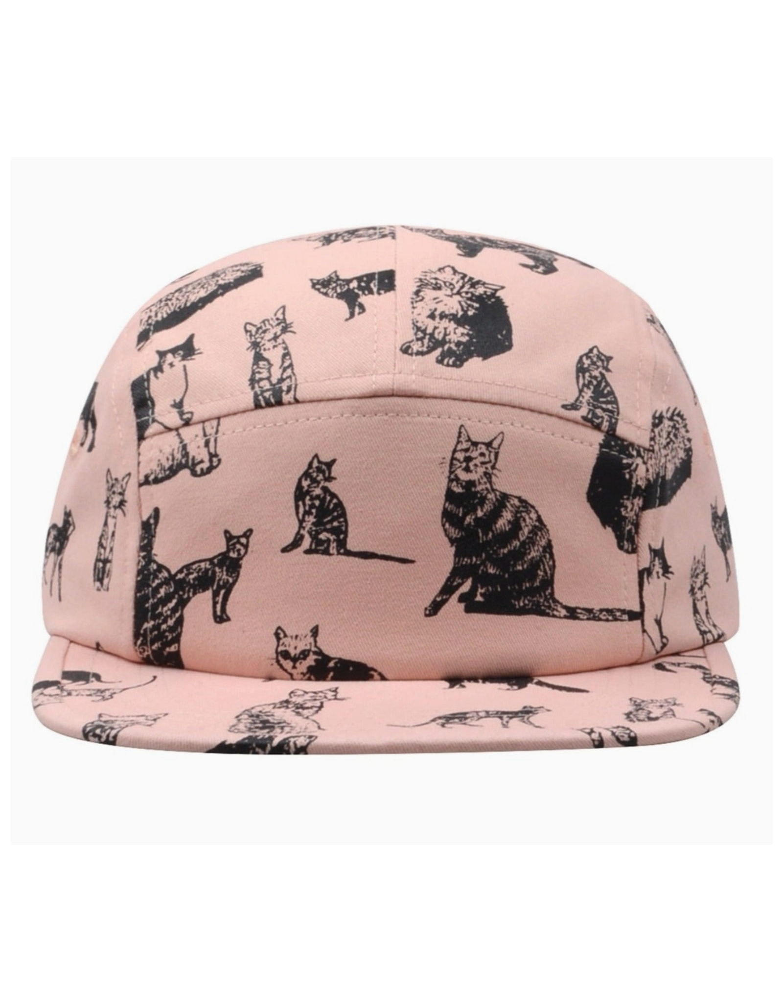 Cotton 5 Panel Hat - Pink Cats