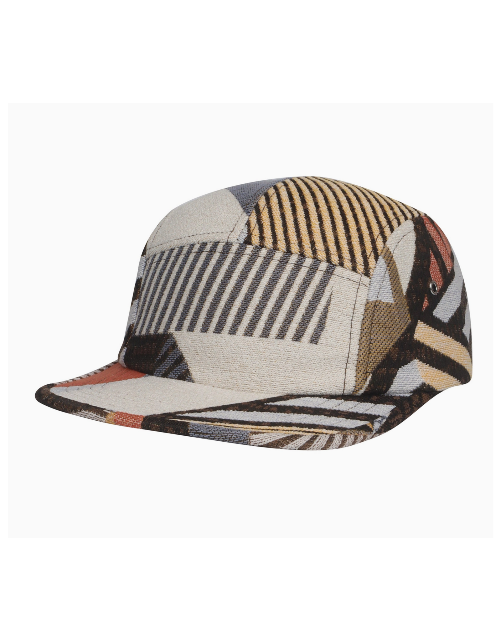 Jacquard 5 Panel Hat - Beige Patchwork