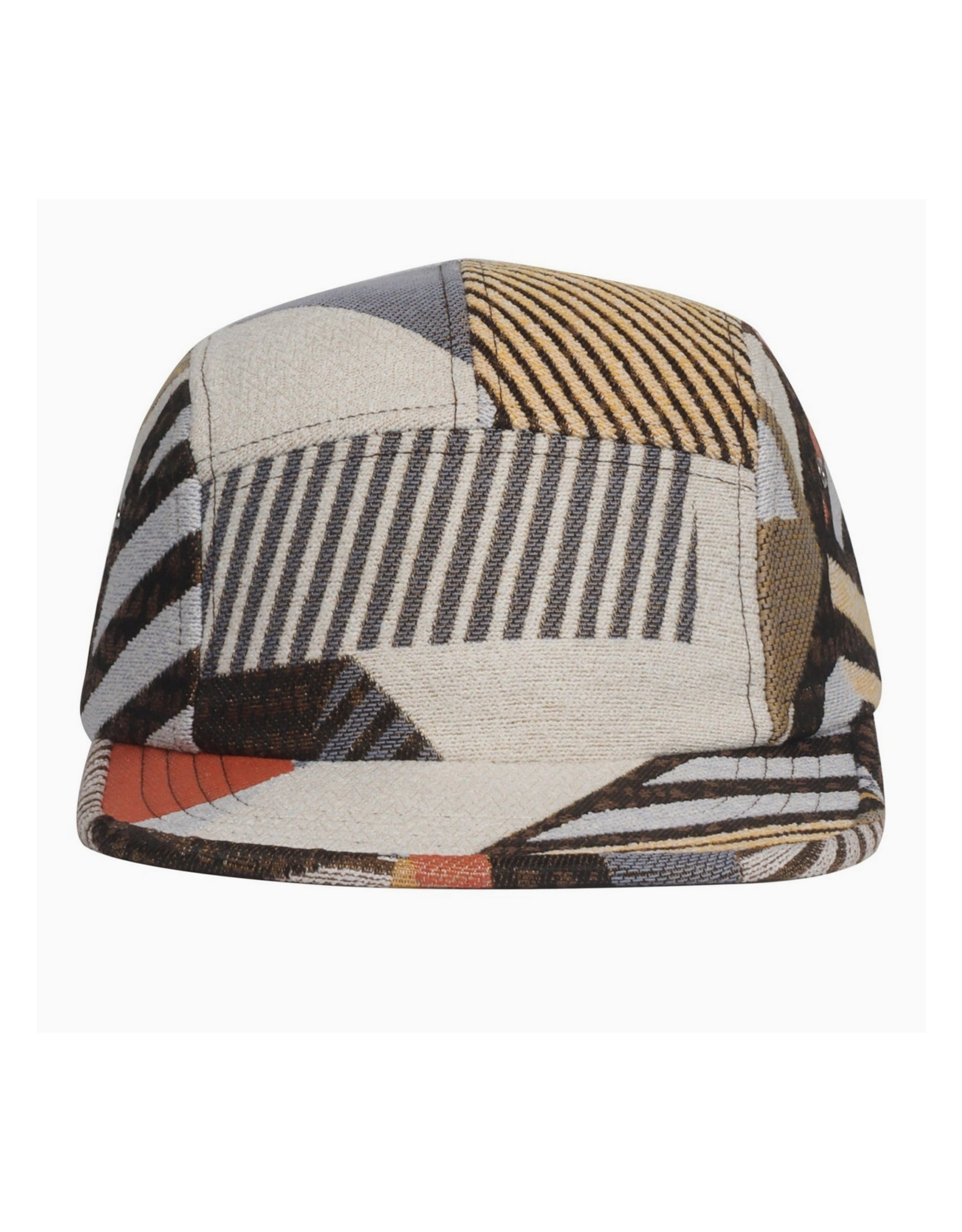 Jacquard 5 Panel Hat - Beige Patchwork