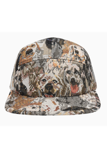 Jacquard 5 Panel Hat - Beige Dogs