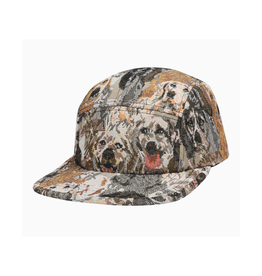 Jacquard 5 Panel Hat - Beige Dogs